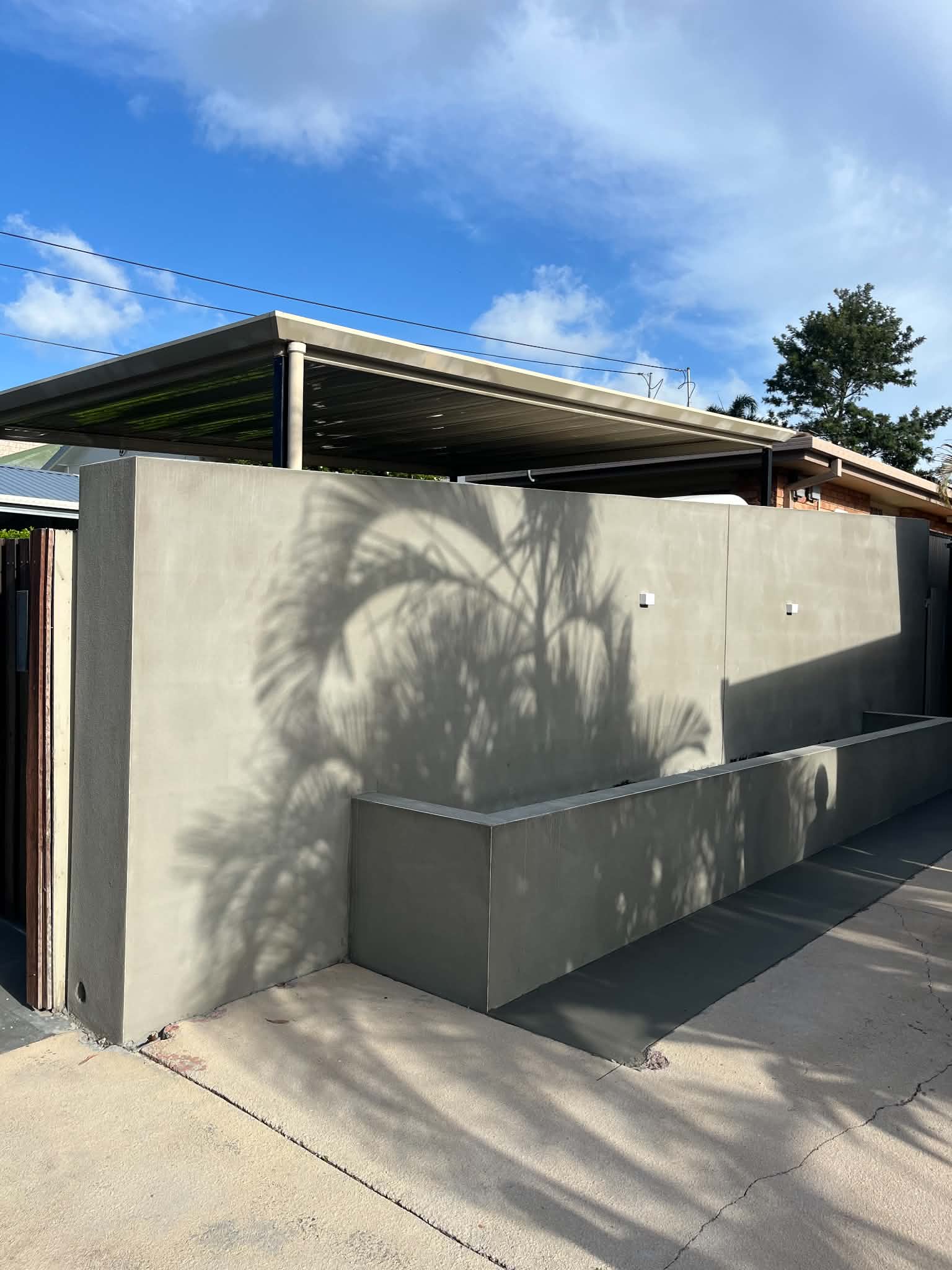 Finished rendered boundary wall