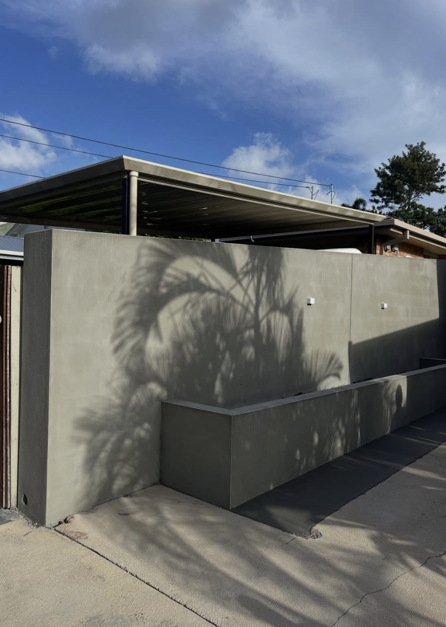 Finished rendered boundary wall